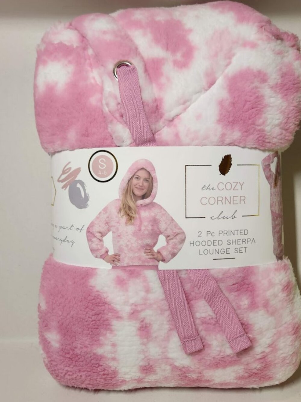 NEW Women's Pajama Gift Set PJs pajamas 2 Piece Hoodie hooded top Pants Pink Top - Picture 2 of 6